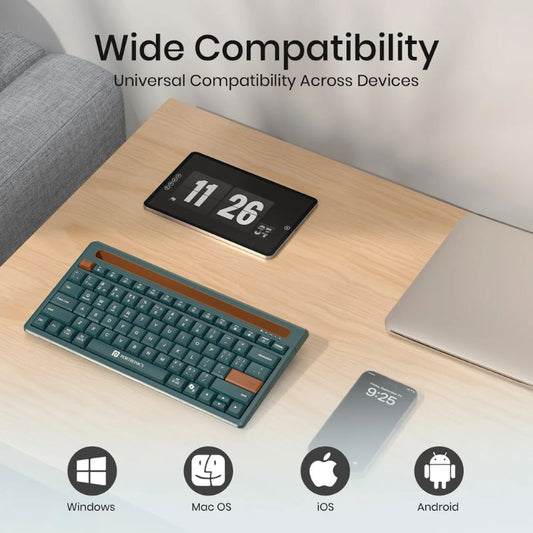 Portronics Bubble Dock 2.0 Wireless Keyboard (POR 2199) | Dual Bluetooth 5.3 & 2.4 GHz Connectivity | Multi‑Device Pairing (Up to 3 Devices) | Compact Tenkeyless Design | Multimedia Hotkeys & Smooth Typing for Laptop, Tablet, PC & Smartphone