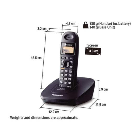 Panasonic KX‑TG3611SX Cordless Landline Phone |2.4 GHz Digital Handset with Caller ID|50-Entry Phonebook|Speakerphone|Backlit LCD| Redial & Rechargeable Battery