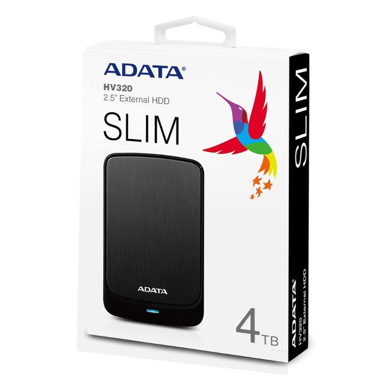 ADATA 4TB HV320 | Portable External HDD | USB 3.2 Gen 1 | Slim Design | Black