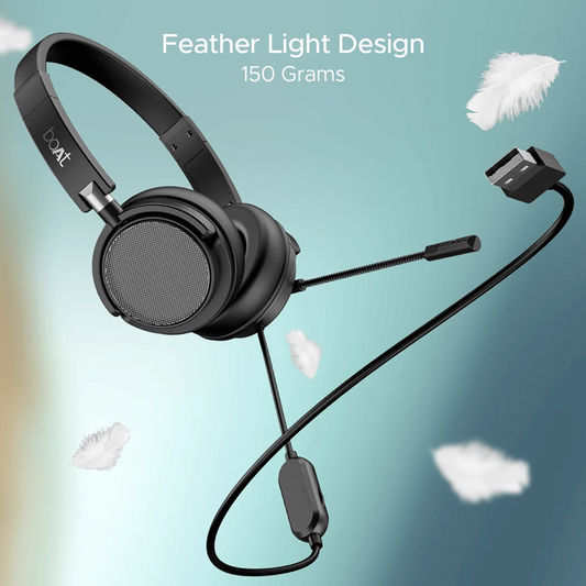 boAt Bassheads 900 Pro Wired Headphones with 40Mm Drivers| Lightweight Foldable Design| Over Ear| Remote Control| Unidirectional Retractable Mic| Adjustable Headband & USB Type-A Compatibility