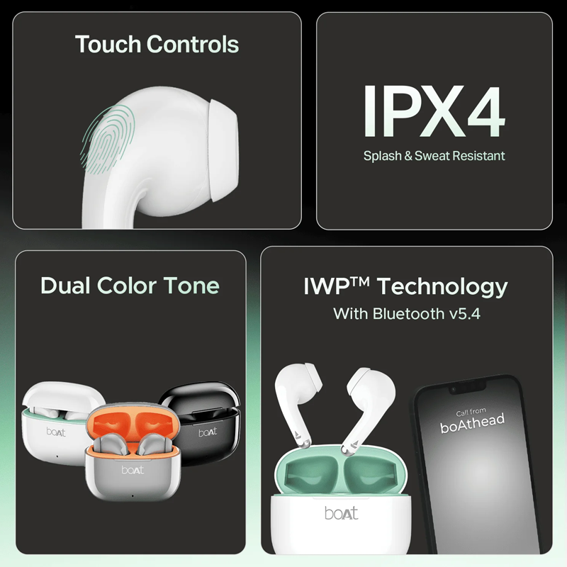 boAt Airdopes 101v2| 35H Battery| ENx Tech| 13mm Drivers| ASAP Charge| Flex-Fit Ear Tips| Stream Ad Free Music via App Support| Bluetooth Earbuds| TWS Ear Buds Wireless Earphones with mic