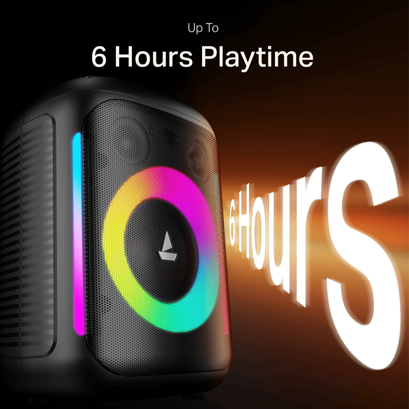 boAt Partypal 30| Wired Mic for Karaoke| 6H Battery| RGB LED| TWS Mode| EQ Modes 25 W Bluetooth Party Speaker