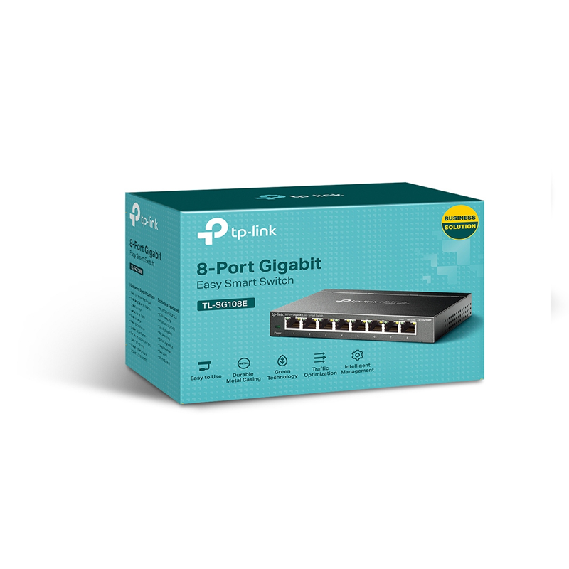 TP-Link 8 Port Gigabit Switch | Easy Smart Managed | Plug & Play | Desktop/Wall-Mount | Sturdy Metal w/Shielded Ports | Support QoS, Vlan, IGMP and LAG| TL-SG108E