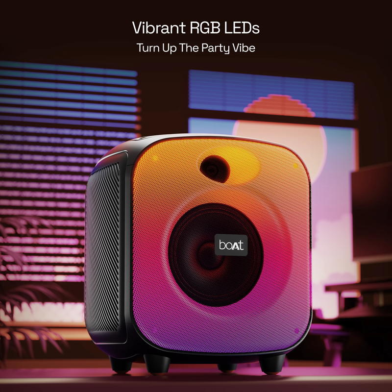 boAt Party Pal 63 Pro w/ Wireless Mic for Karaoke| 8HRS Playback| RGB LEDs & TWS Feature 30 W Bluetooth Party Speaker