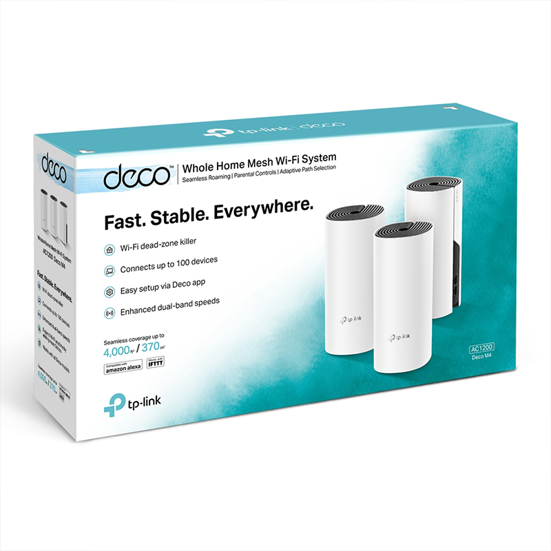TP-Link Deco M4 Whole Home Mesh Wi-Fi System| Seamless Roaming and Speedy AC1200| Work with Amazon Echo/Alexa| Router and Wi-Fi Booster| Parent Control Router| Pack of 3