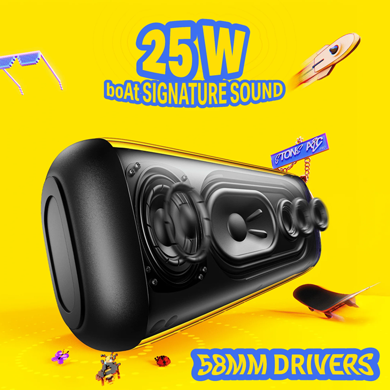 boAt Stone Arc Pro| Spatial Audio| 25W Signature Sound| 58mm Drivers| Upto 12 Hrs Battery| Broadcast & App Support| Bluetooth Speaker| Wireless Speaker| Portable Speaker