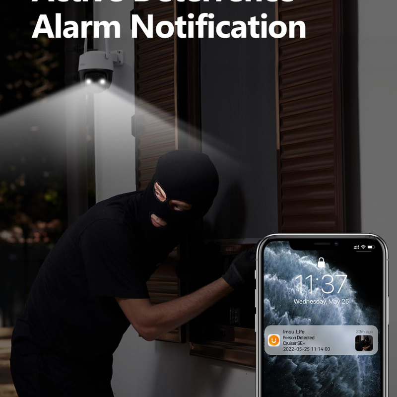 Imou 5MP 1620p CCTV Wi-Fi Pan & Tilt Security Camera| IPC-K7CP-5H1WE| Smart Color Night Vision 30M| Two-Way Talk| Human Detection| Alarm Notification| Works with Alexa| IP66 Waterproof| Supports SD Card up to 512GB