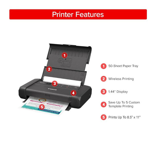 Canon PIXMA TR160 Wireless Portable Inkjet Color Printer | Wi-Fi Mobile Printing | Compact Travel Printer | USB & AirPrint Support
