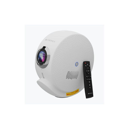 ZEBRONICS PixaPlay 38 Smart LED Projector – Full HD, 4K Support, Android OS, 12000 Lumens, Portable Home Theater – White