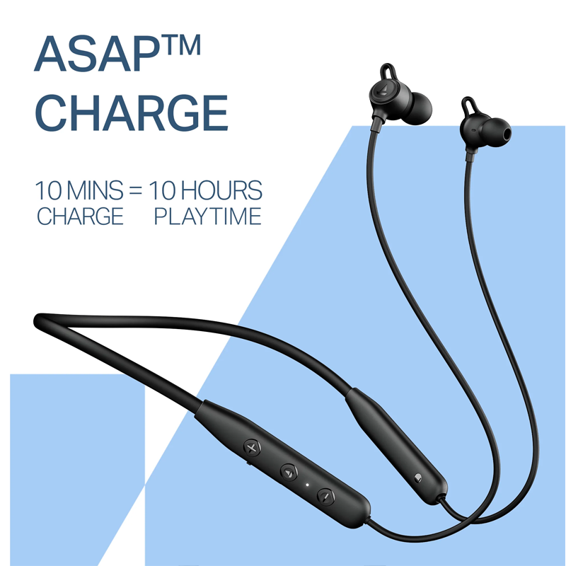 boAt Rockerz 200 Neckband with Environmental Noise Cancellation |IPX5 Water & Sweat Resistant| 60 Hours Playtime| Active Black