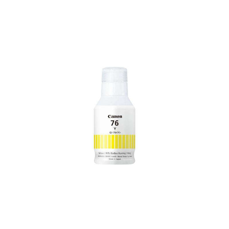 Canon GI-76 Yellow Ink Bottle |135 ml |Original Pigment-Based Ink for Canon Mega Tank Printers| High-Yield| Smudge-Resistant| Spill-Resistant Design