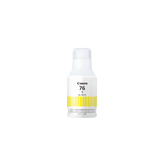 Canon GI-76 Yellow Ink Bottle |135 ml |Original Pigment-Based Ink for Canon Mega Tank Printers| High-Yield| Smudge-Resistant| Spill-Resistant Design