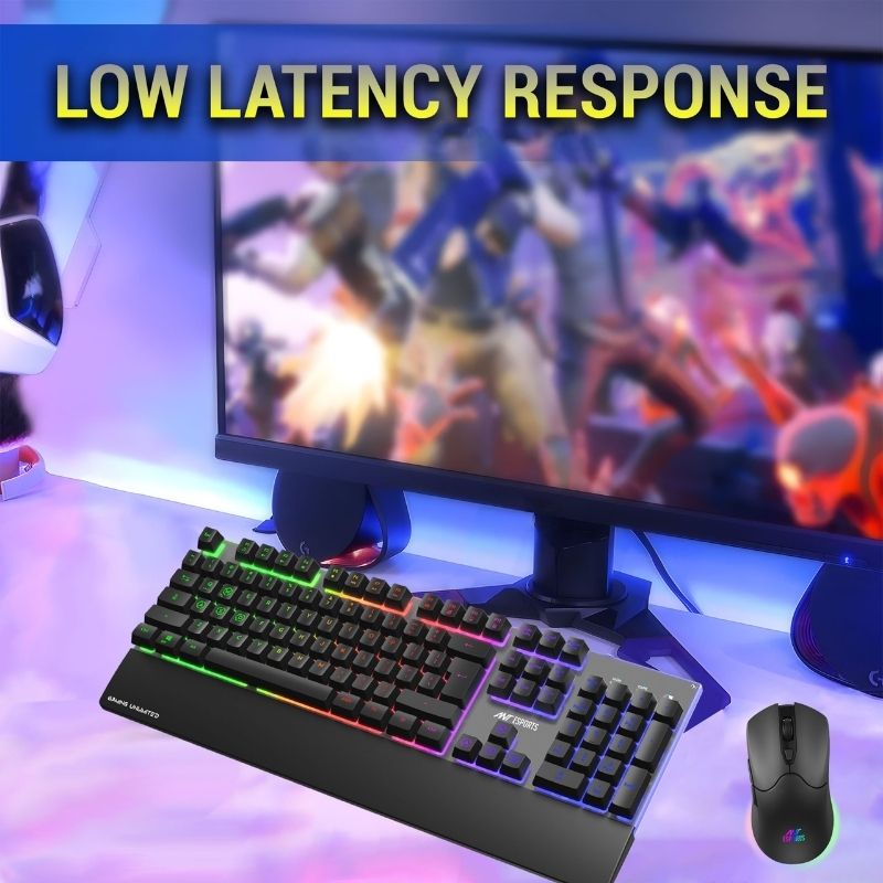 "Ant Esports KM550 Pro Wireless RGB Gaming Keyboard & Mouse Combo | 2.4 GHz Wireless | Anti-Ghosting Keys | Adjustable DPI Mouse | Ergonomic Palm Rest | Black"