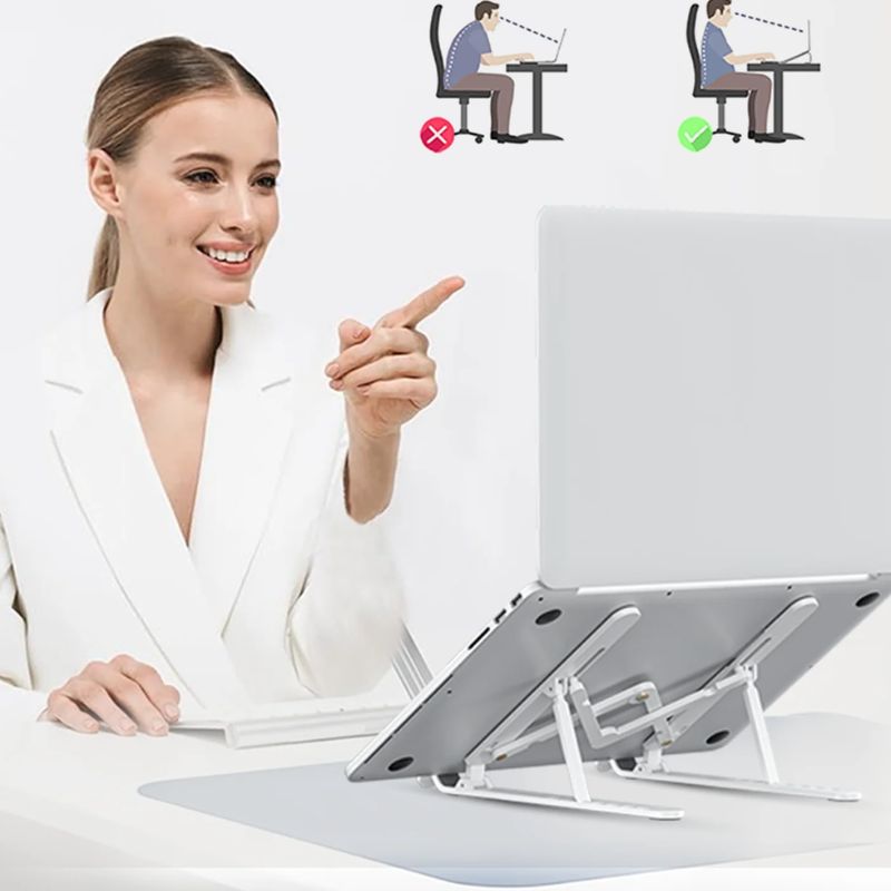 Portronics My Buddy K Lite Foldable Laptop Stand | Adjustable| Portable| Ventilated ABS Plastic Stand for Laptops up to 15.6″|Ergonomic Desk & Travel Use| White