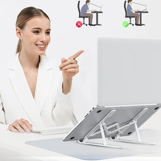 Portronics My Buddy K Lite Foldable Laptop Stand | Adjustable| Portable| Ventilated ABS Plastic Stand for Laptops up to 15.6″|Ergonomic Desk & Travel Use| White