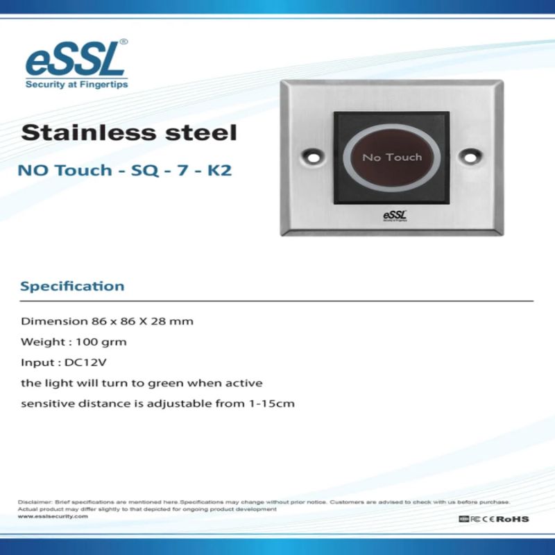 ESSL Square No Touch Exit Button – Touchless Infrared Exit Control Switch for Doors and Access Control Panels