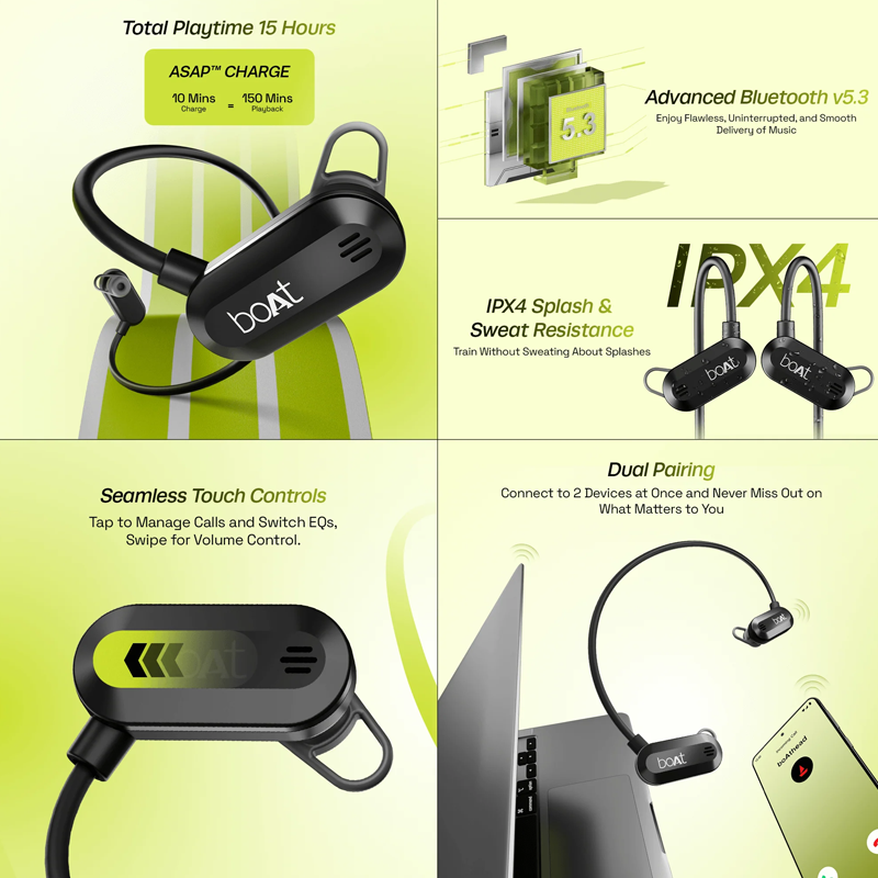 boAt Rockerz 261 Pro in-Ear Neckband | Ink Black| Wireless Communication Technology| Bluetooth| Volume Control