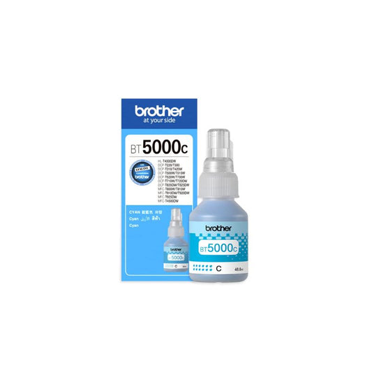 Brother BT5000C Cyan Ink Bottle |48.8 ml |Genuine High-Yield Dye-Based Ink for Brother Ink Tank Printers| 5,000 Pages| Spill-Resistant Design