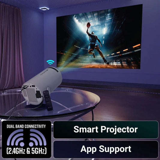 ZEBRONICS PixaPlay 73 Smart LED FHD Projector (ZEB‑QLP 5) – Android 11, Wi-Fi, Bluetooth, Screen Mirroring, Built-in Speaker (Grey + Black)