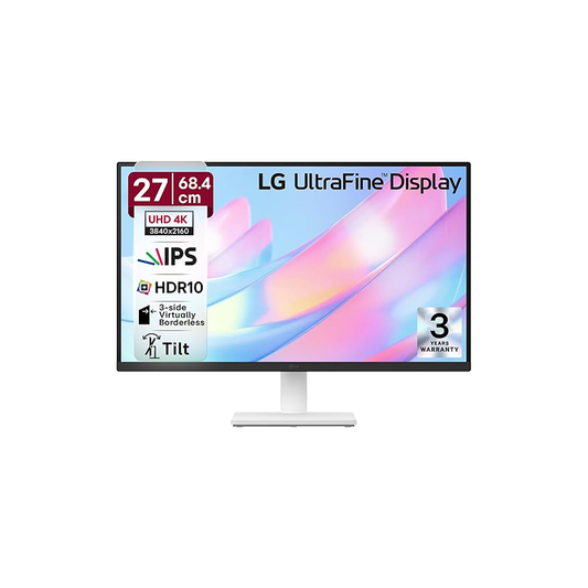 LG 27US500-W.ATR 27-Inch Monitor | 4K UHD IPS | HDR10 | Anti-Glare | HDMI | White Design | Home & Office Use