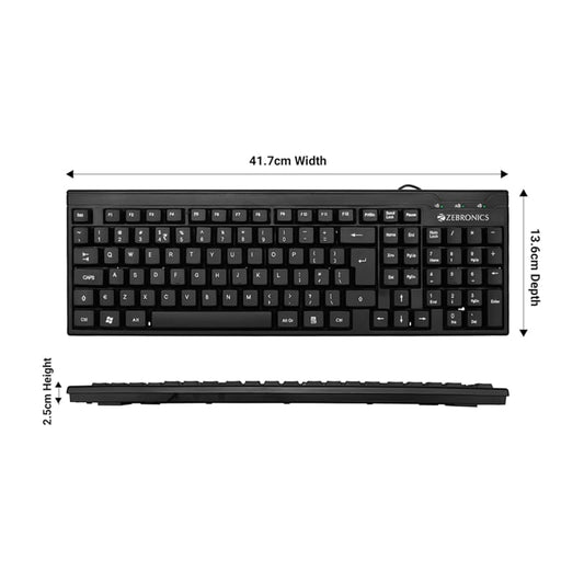 Zebronics K35 USB wired Keyboard| Black| Standard & USB Keyboard| 1 Year warranty