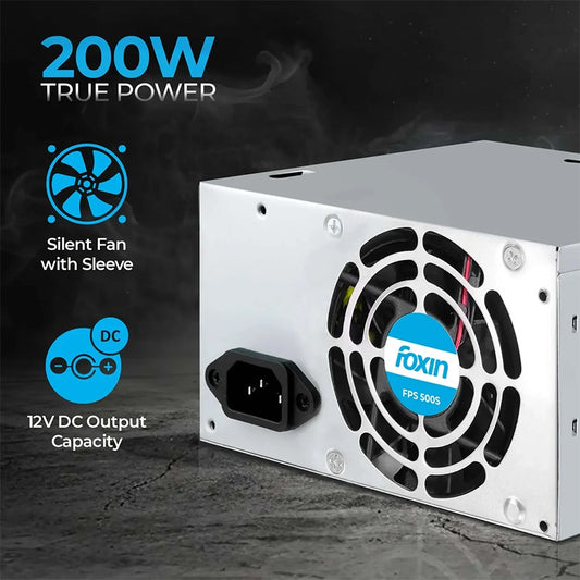 Foxin 500W SMPS | ATX Power Supply Unit | 500 Watt PSU | 20+4 Pin | SATA Power Connectors | Reliable Desktop PC Power Supply