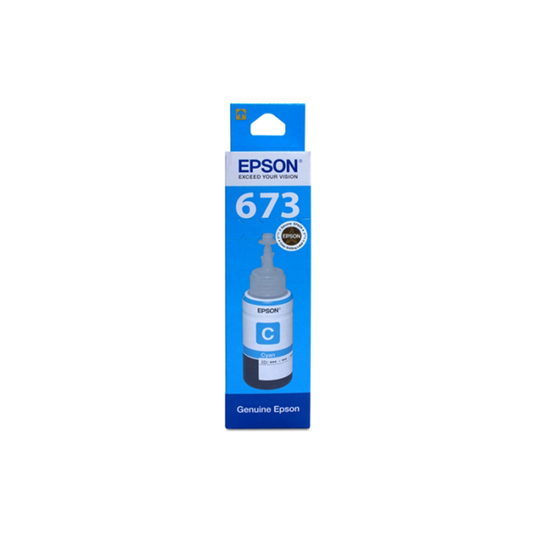 Epson 673 Cyan Ink Bottle| 70 ml |6000-page yield| Dye-based ink| Ultra-low cost| Compatible with epson printers