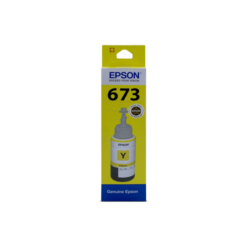 Epson 673 Yellow Ink Bottle| 70 ml |Genuine High-Yield Refill Ink for Epson Eco Tank Printers| Vibrant and Long-Lasting Color Output| Compactible for Epson printers