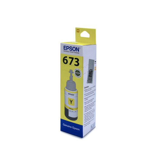 Epson 673 Yellow Ink Bottle| 70 ml |Genuine High-Yield Refill Ink for Epson Eco Tank Printers| Vibrant and Long-Lasting Color Output| Compactible for Epson printers