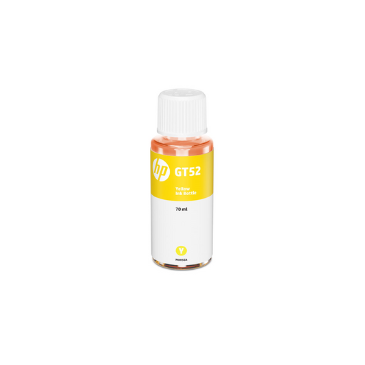 HP GT52 Original Ink Bottle (Yellow, 70ml) | Bright| Fade-Resistant & Smudge-Free Printing | Easy Spill-Free Refill | High Page Yield for HP Smart Tank Printers | Perfect for Home & Office