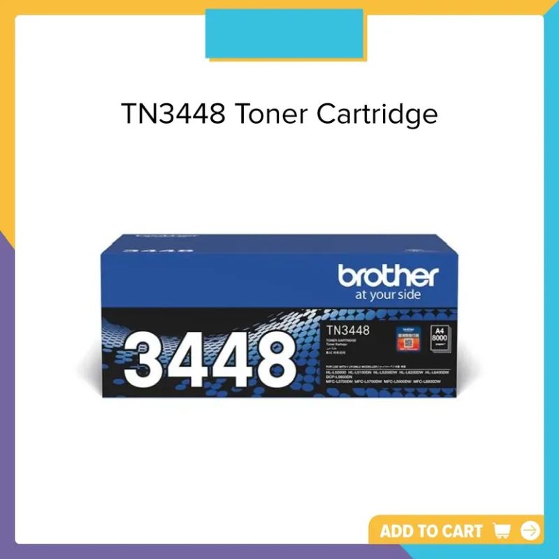 Brother TN-3448 Black Toner Cartridge| Genuine High-Yield Black Laser Toner for Brother Printers |Life: 8,000 Pages
