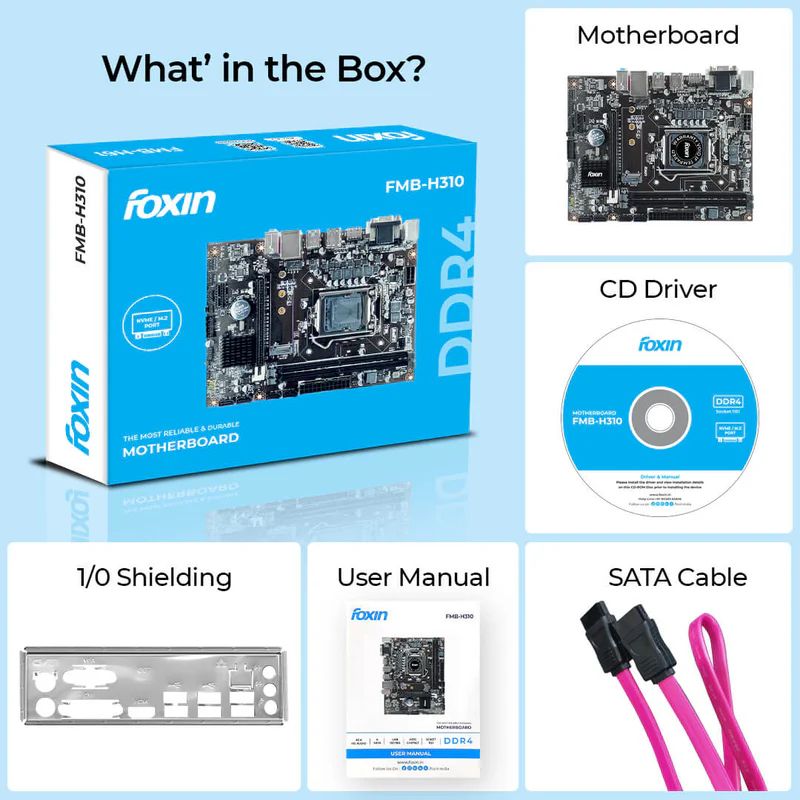 Foxin Intel H310 Micro-ATX Motherboard | LGA1151 Socket| 8th/9th Gen Intel CPU Support| Dual-Channel DDR4 Memory|M.2 + SATA Storage| PCIe x16|HDMI/VGA| 2-Year Warranty