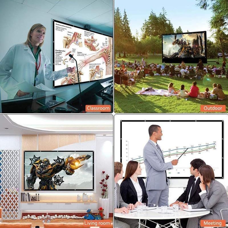MOIZ IMPRINT  t8×6 ft Tripod Projector Screen – Portable Matte White 4:3 Projection Screen for Home, Office & Outdoor Use”