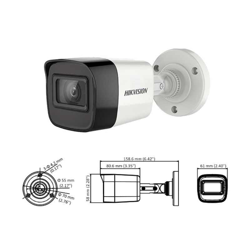 HIKVISION 2MP Bullet IR CCTV Camera DS-2CE16D0T-ITPFS – 3.6mm Lens, 25m Night Vision, Built-in Microphone, IP67 Weatherproof