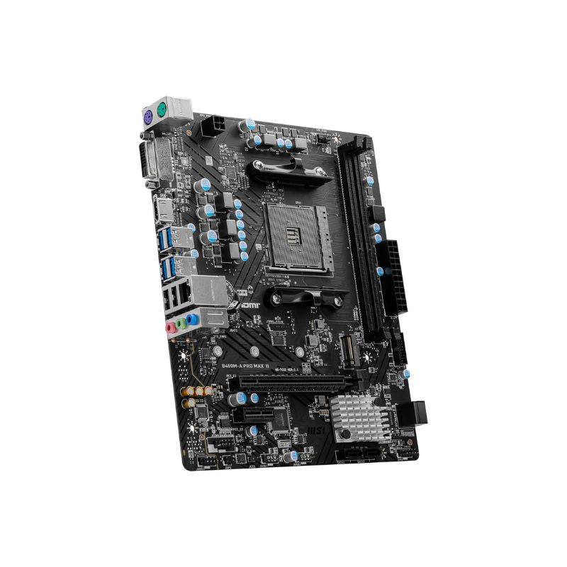 MSI B450M-A PRO MAX II Motherboard | AMD AM4 Socket | Supports Ryzen 1000 to 5000 Series CPUs | DDR4 RAM | M.2 NVMe Slot | HDMI 4K Support | Micro-ATX