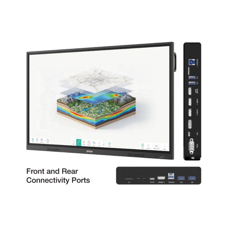 Epson EI‑P8601 PowerBoardPRO 86″ Interactive Display | 86″ 4K UHD Touch Panel | Android 14 (EDLA Certified) | Multi‑Touch Support | Built‑in Speakers | Wi‑Fi & Bluetooth | 3‑Year Warranty