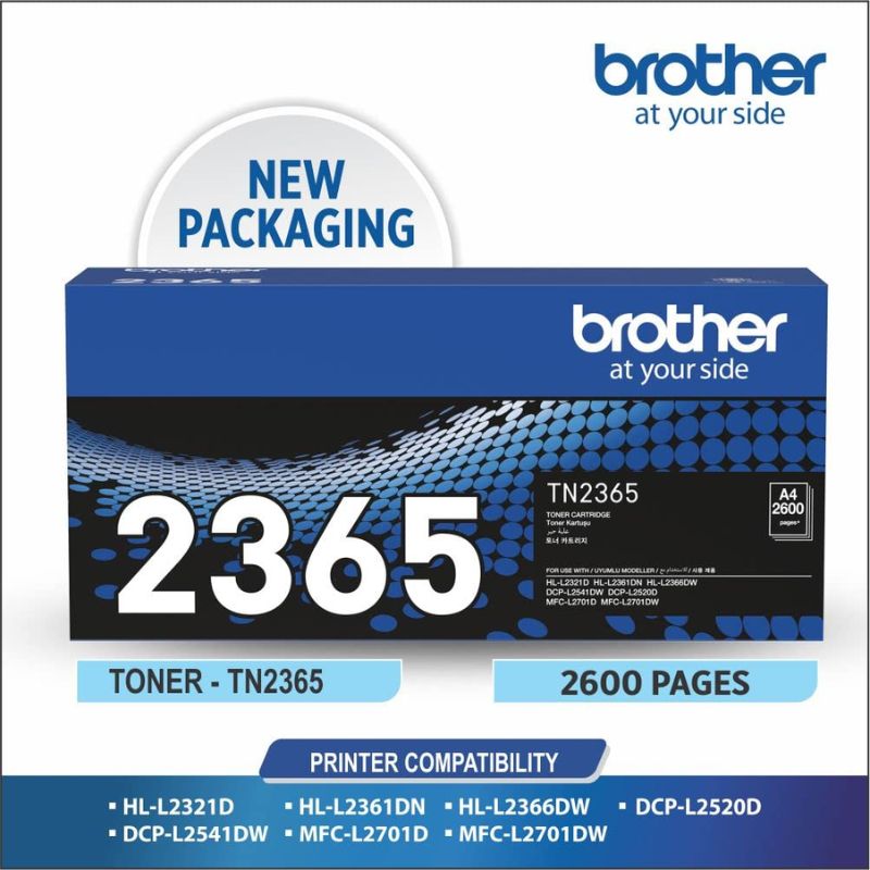 Brother TN-2365 High-Yield Black Toner Cartridge |Up to 2,600 Pages| Genuine OEM Toner for Brother Laser Printers