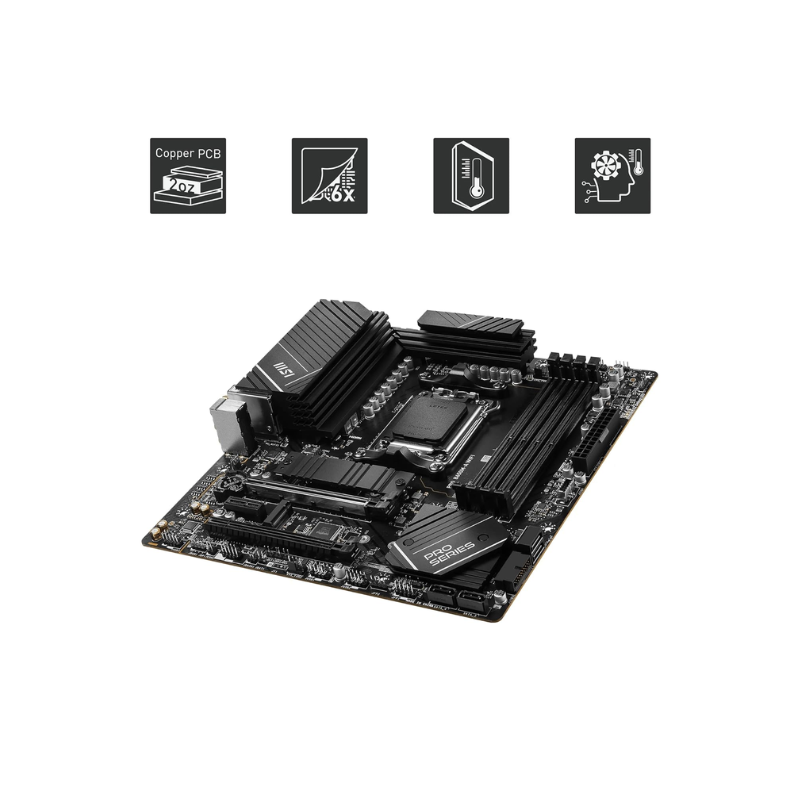 MSI PRO B650M-A WIFI Motherboard | AMD AM5 Socket | Supports Ryzen 7000/8000/9000 Series | DDR5 RAM | Wi-Fi 6E & BT 5.3 | PCIe 4.0 M.2 | Micro-ATX