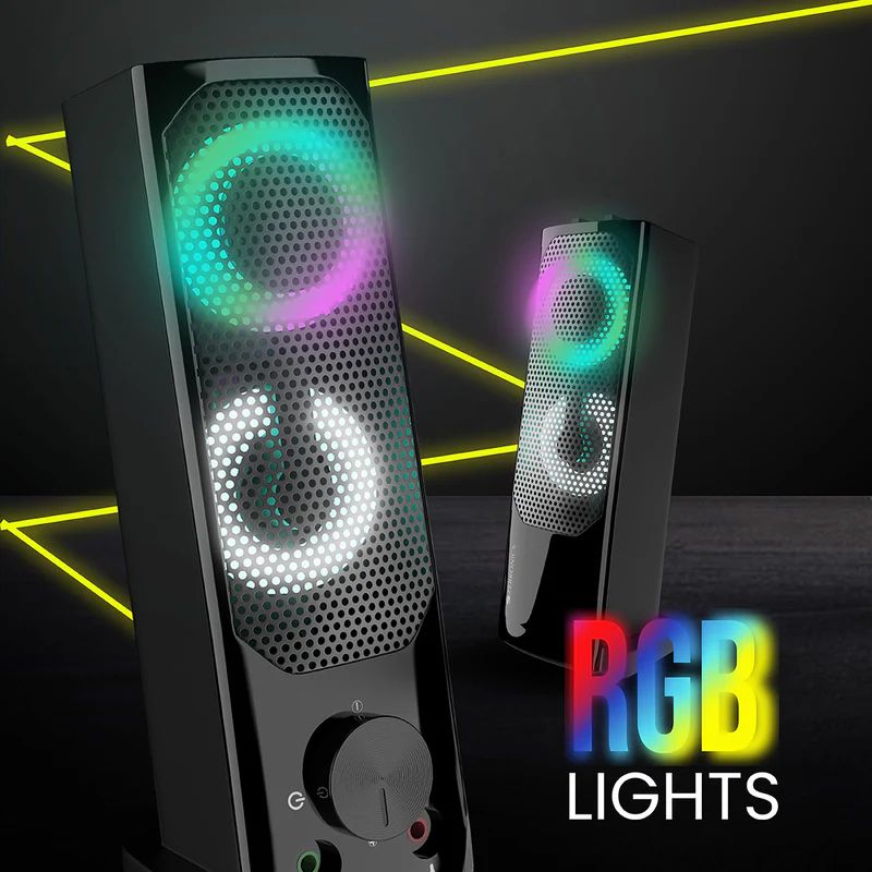 Zebronics Zeb-Wonderbar 10 Convertible 2.0 Speaker | 10W RMS | 2-in-1 Soundbar or Satellite Mode | USB Powered | RGB Lights | 3.5mm AUX Connectivity