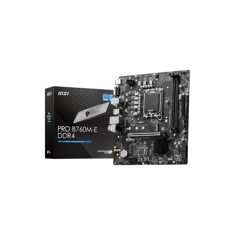 MSI PRO B760M|E DDR4 Micro|ATX Motherboard | Intel B760 Chipset| LGA 1700| Dual|Channel DDR4 up to 64GB, PCIe 4.0 x16, M.2 + SATA Storage| HDMI & VGA Output| Gigabit LAN & Audio Boost