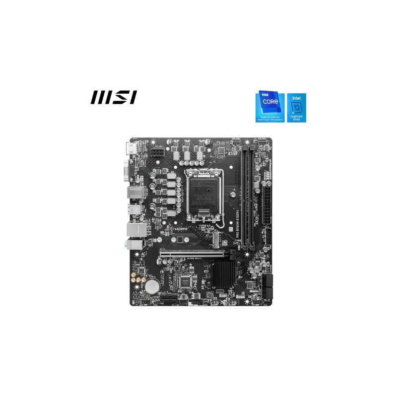 MSI PRO B760M|E DDR4 Micro|ATX Motherboard | Intel B760 Chipset| LGA 1700| Dual|Channel DDR4 up to 64GB, PCIe 4.0 x16, M.2 + SATA Storage| HDMI & VGA Output| Gigabit LAN & Audio Boost