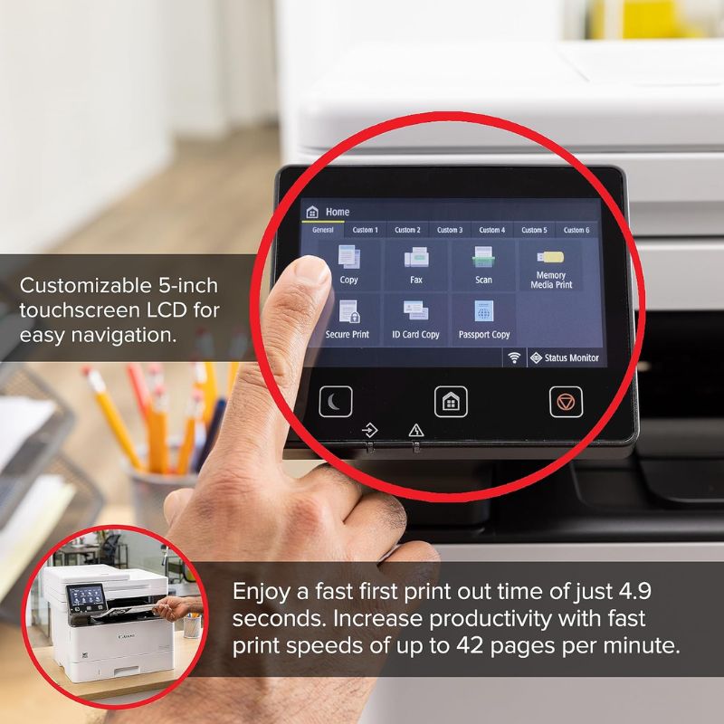 Canon imageCLASS MF465dw Monochrome Laser Multifunction Printer | High-Speed Print Scan Copy Fax | Duplex Printing | WiFi Ethernet USB Connectivity | Secure Office Laser Printer for Business & Enterprise Use