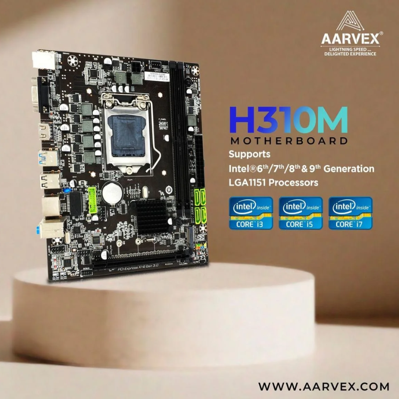 Aarvex H310M D4 Motherboard | Intel LGA 1151 Socket | Supports 8th & 9th Gen Core i3/i5/i7 | DDR4 Memory Support | Micro-ATX | NVMe M.2 Slot