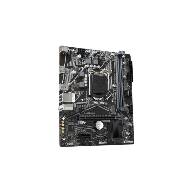 Gigabyte H410M‑K DDR4 Micro‑ATX Motherboard | Intel H410 Chipset| LGA 1200| Dual Channel DDR4 up to 64GB| PCIe x16|M.2 + SATA Storage| Realtek LAN & HD Audio | Compact & Durable Build