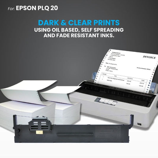 Epson PLQ‑20 Black Ribbon Cartridge – Genuine OEM Replacement for Dot Matrix & Passbook Printers, High-Yield Nylon Fabric Ribbon, Compatible with PLQ‑20 / PLQ‑22 / PLQ‑30 Series, Professional Quality Printing for Banks, Offices, and Institutions