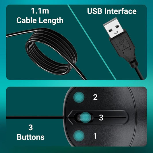 Zebronics Zeb-Comfort+ USB Optical Mouse | 1000 DPI Resolution | 1.2m Cable Length | Lightweight & Portable Wired Mouse | High Precision Optical Tracking | Easy Installation | Reliable Daily Computing Peripheral | 1-Year Warranty