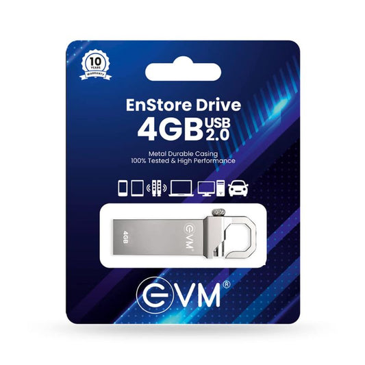 EVM ENSTORE+ 4GB USB 2.0 Pen Drive | High-Speed Portable Flash Drive | Ultra-Fast Data Transfer | Durable Metallic USB Storage Device for Laptop| Desktop |Smart TV & Car Audio