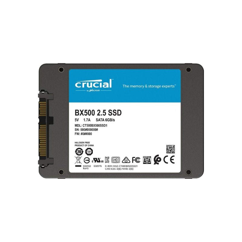 crucial BX500 500GB Internal Solid State Drive (SSD) – 2.5” SATA, Shock Resistant, High-Speed Read/Write, Durable & Reliable Storage for Desktop and Laptop Computers”