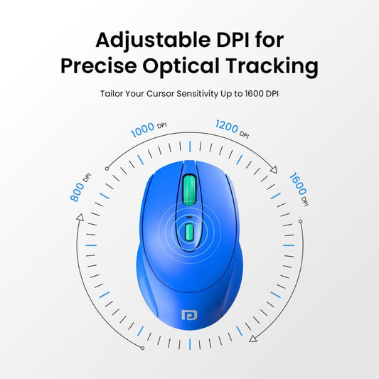 Portronics Toad 31 Wireless Optical Mouse (POR‑2010) | 2.4 GHz USB Receiver | Adjustable Up to 1600 DPI | Silent Clicks & Energy‑Saving | Lightweight Ergonomic Design | Long Battery Life