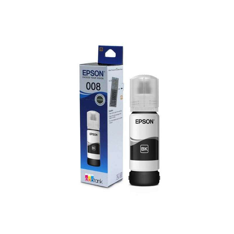 Epson 008 Black Ink Bottle |65 ml |Genuine High-Yield Pigment Ink for Epson Eco Tank Printers| Crisp Text and Long-Lasting Prints| Compactible with Epson printers